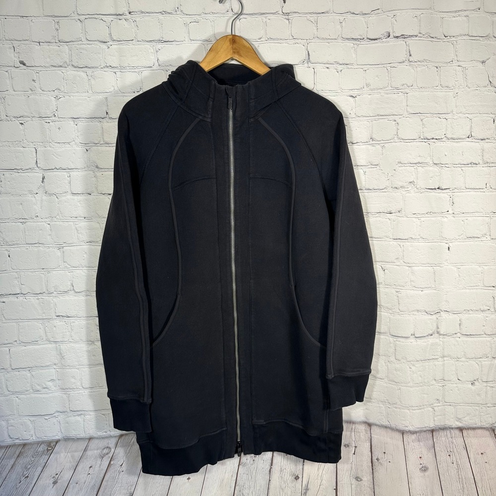 Lululemon Long For It All Full Zip‎ Black Sweatshirt Jacket 8 LW3BRIS Hoodie
